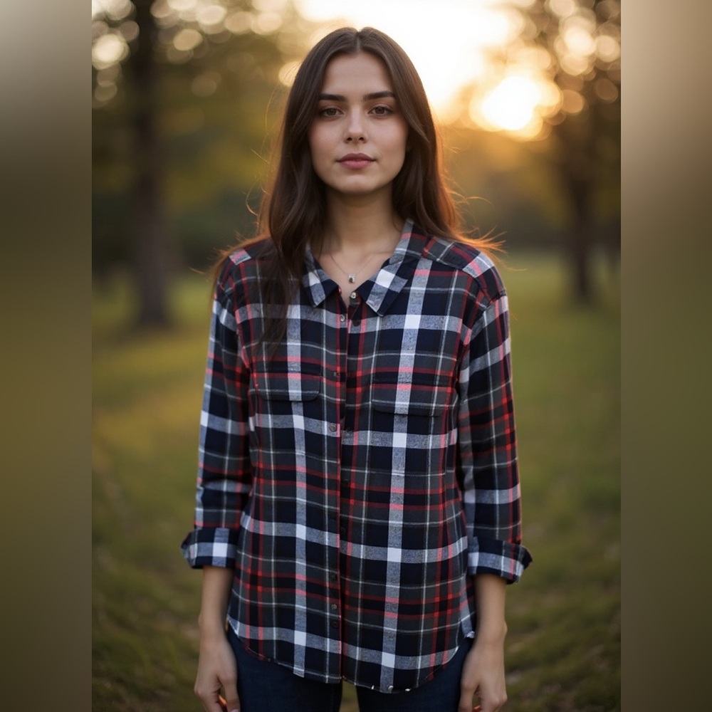Equipment Plaid Button Down Shirt Size Medium
